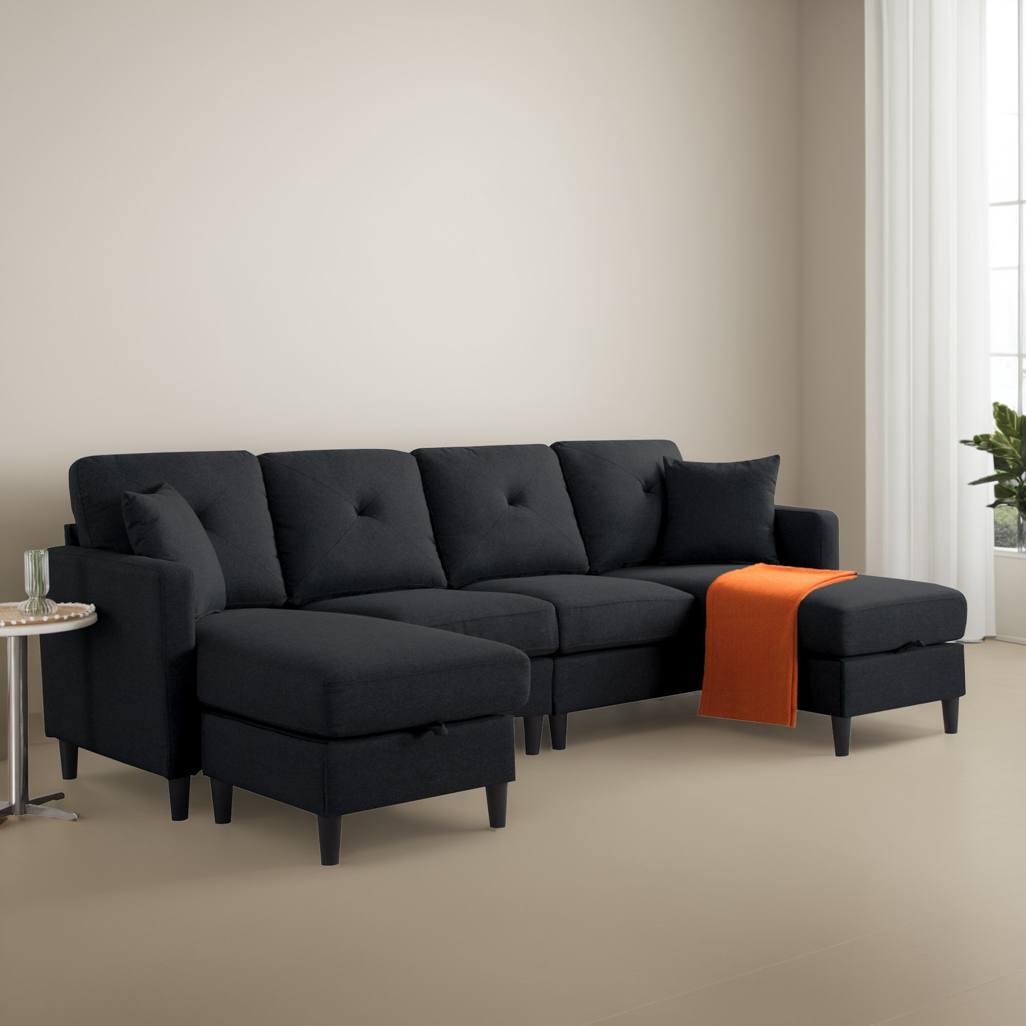 Ebern Designs 99.22" Upholstered U Shaped Sectional Sofa Couch with ...